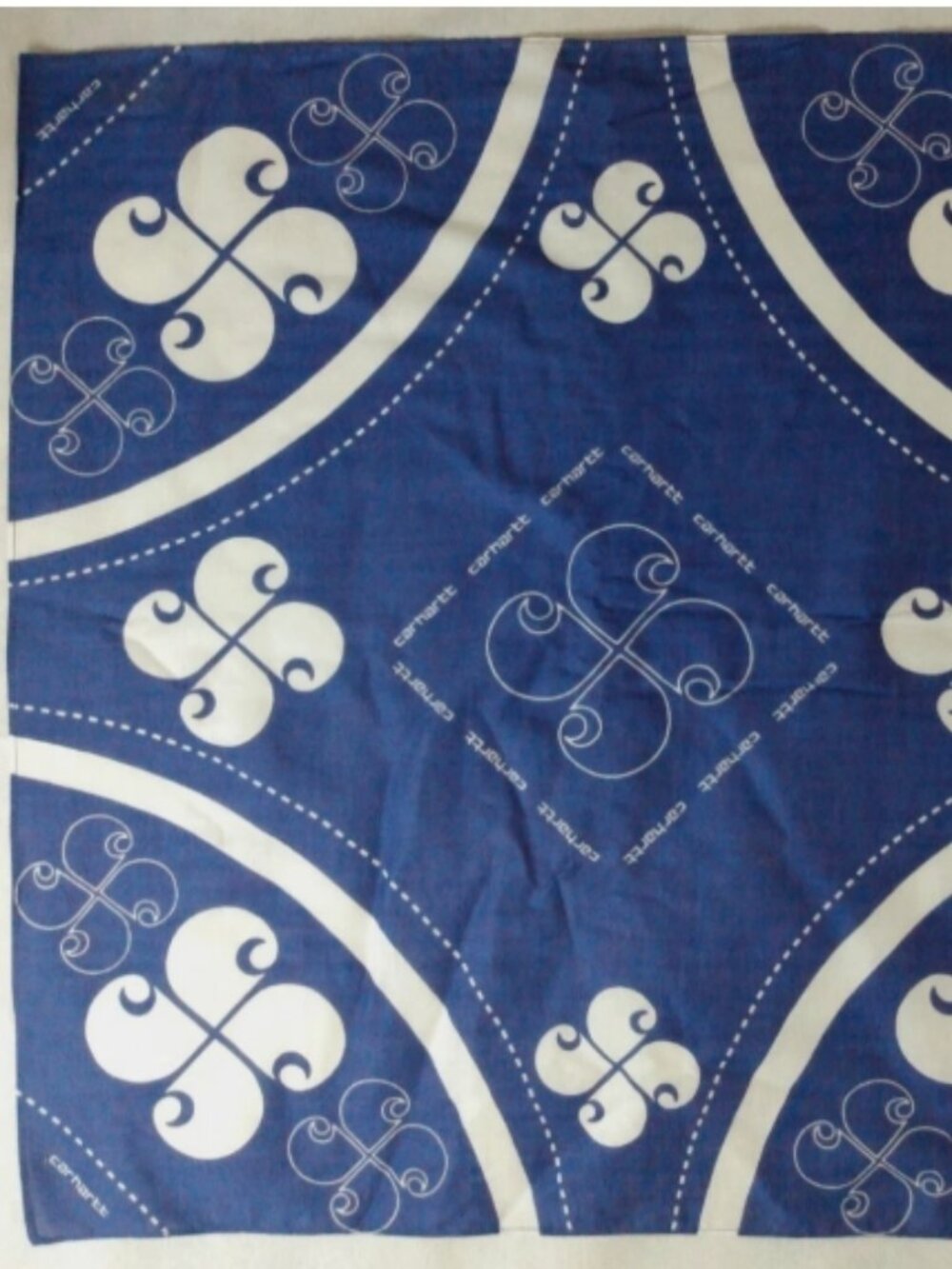 Carhartt Blue Cotton Bandana Scarf 21x21 Logo Print Workwear Biker Streetwear